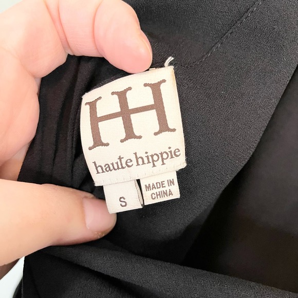 Haute Hippie Women's Black Side Zip Cowl Neck One Cold Shoulder Mini Dress Small - Picture 8 of 9